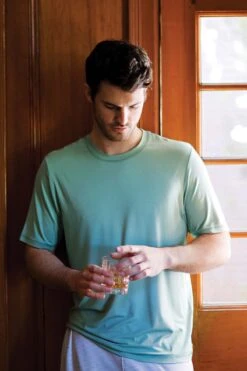 Lake Men's Short Sleeve Bamboo Tee In Spruce -Sleepwear Shop EU2A7388 web