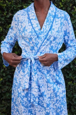 Lake Pima Robe In Sky Floral -Sleepwear Shop LAKE Spring2023 CHS PimaRobe SkyFloral Final 5005