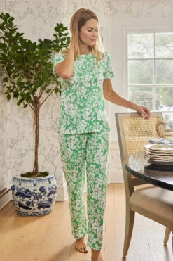 Lake Pima Weekend Bundle In Grass Floral -Sleepwear Shop LAKE Spring2023 CHS WeekendShortLongSet GrassFloral Final 2001