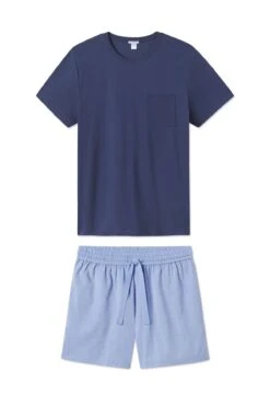 Lake Men's Boxer Shorts Set In Navy Chambray