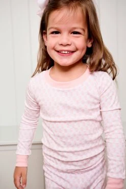 Lake Kids Long-Long Set In English Rose Blockprint -Sleepwear Shop LAKE Webcrop Fall23 Lifestyle KidsLongLongSet EnglishRoseBlockprint 1722
