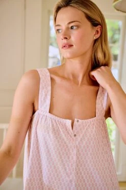 Lake Pima Maternity Sophia Nightgown In English Rose Blockprint -Sleepwear Shop LAKE Webcrop Fall23 Lifestyle MaternitySophiaNightgown EnglishRoseBlockprint 0914