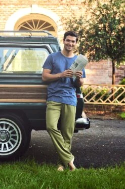 Lake Men's Pima Slumber Short-Long Set In Olive -Sleepwear Shop LAKE Webcrop Fall23 MensSlumberShortLongSet Olive 0075