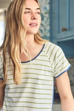 Lake Pima Short-Long Set In Olive Stripe -Sleepwear Shop LAKE Webcrop Fall23 ShortLongSet Olive 2377