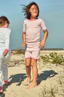 Sleepwear Shop -Sleepwear Shop LAKE Webcrop Summer23 KidsShortsSet SherbetStripe 11738