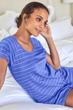 Lake Pima Shorts Set In True Cobalt 9 Lake Pima Shorts Set In True Cobalt -Sleepwear Shop LAKE Webcrop Summer23 ShortSet TrueCobalt 16080