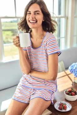 Sleepwear Shop -Sleepwear Shop LAKE Webcrop Summer23 ShortsSet LibertyStripe 7585
