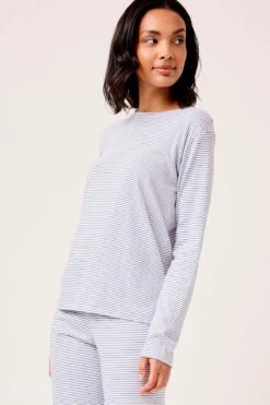 Lake Pima Long-Long Weekend Set In Classic Navy -Sleepwear Shop LAKE Webcrop 0095 LAKE Fall23 Studio PimaLong LongSet ClassicNavy 0020