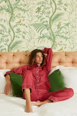 Lake Poplin Piped Pants Set In Bordeaux 8 Lake Poplin Piped Pants Set In Bordeaux -Sleepwear Shop LAKE Website WebCrop Holiday22 Birm7065
