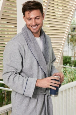 Lake Men's Cozy Robe In Heather Gray -Sleepwear Shop LAKE Website WebCrop MensCozyRobe HeatherGray Final 0421
