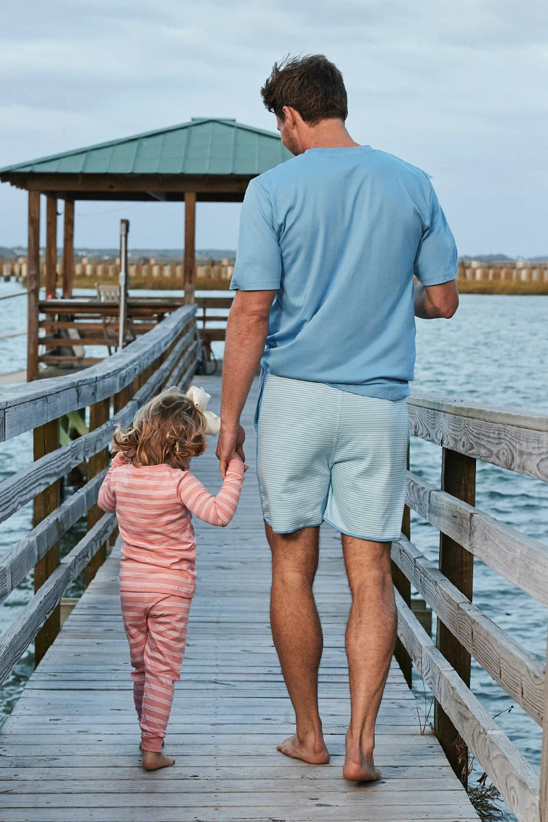 Lake Men's Pima Pajama Shorts Set In Pacific - Image 3