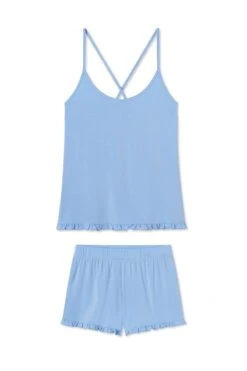 Lake DreamKnit Charlotte Shorts Set In French Blue
