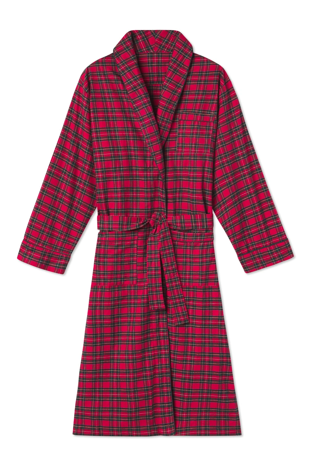 Lake Men's Flannel Robe In Red Tartan 3 Lake Men's Flannel Robe In Red Tartan